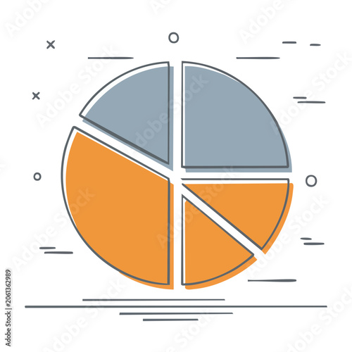 Geometric shapes split view blue orange flat design