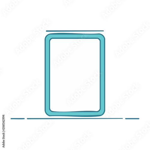 Flat vector smartphone icon cyan outline