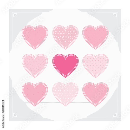 Pink and red heart pattern grid