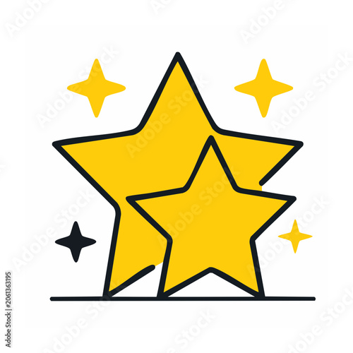 Yellow star with blue glow vector icon