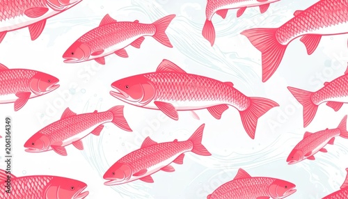 Swimming pink fish repeatable pattern