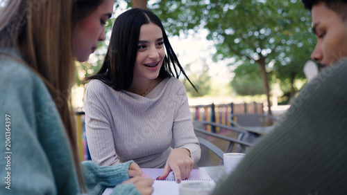 Cuadro en lienzo Students learning and studying together on university campus, working on a proje
