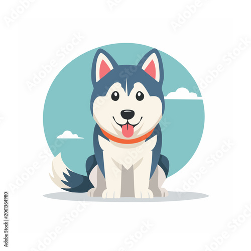 Cute cartoon husky dog illustration