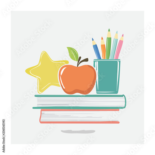 Flat design illustration of school supplies