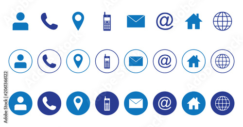 Valokuva Set of Web Icons Featuring Business Card, Contact Details, and Contact Us Button