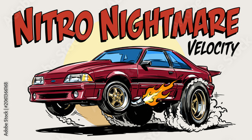 Build for speed. Car print design for t shirt print, poster, sticker, background. Legend race. Road speed graphic print. Nitro nightmare.
