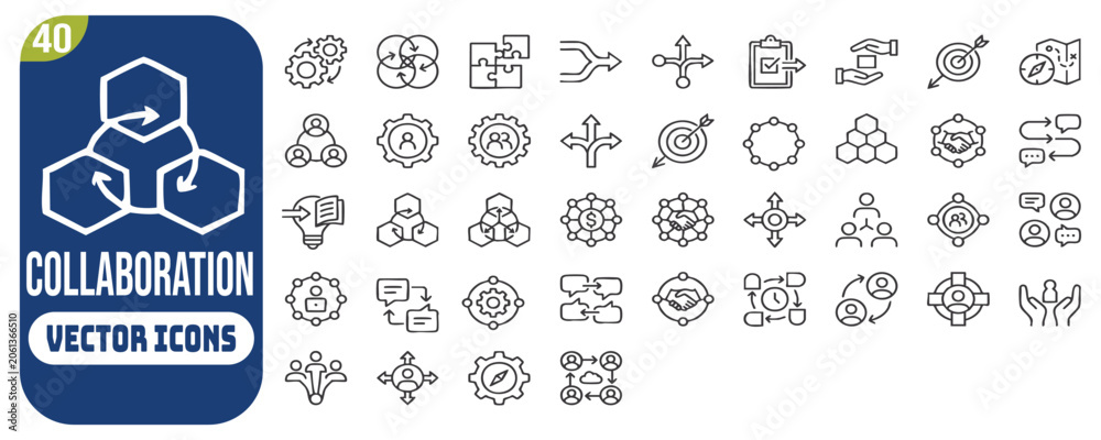 Fototapeta premium Cross functional icon set. Business integration and teamwork symbol. Vector illustration.
