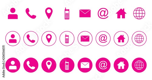 Fotografie Business Card and Contact Information Web Icons – Contact Us Icon Set – Stock Ve