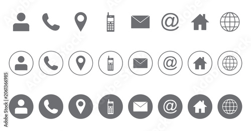 Fotografie Web Icon Set – Business Card Contact Information Icons and Contact Us Icon Set –
