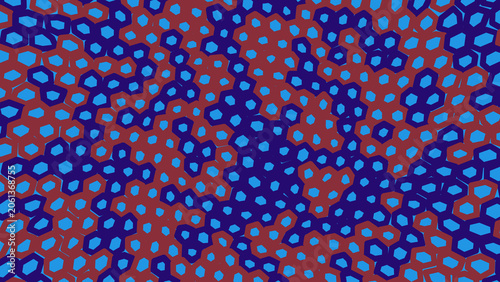 Abstract colorful polka dot pattern with blue and red circles