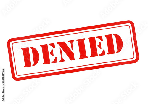 Red denied stamp on white background isolated on transparent background