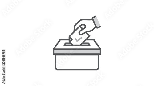 Hand inserting checkmark ballot into voting box icon