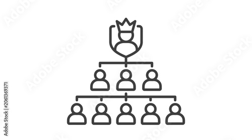 Business organizational hierarchy icon with leader and team pyramid.