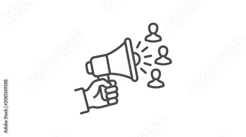 Hand holding megaphone for public communication and advocacy.