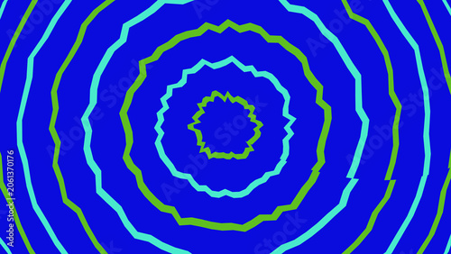 Abstract blue background with neon green and light blue circles