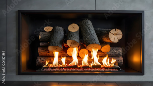 fireplace with burning candles