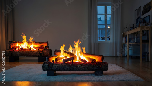 fireplace with burning candles