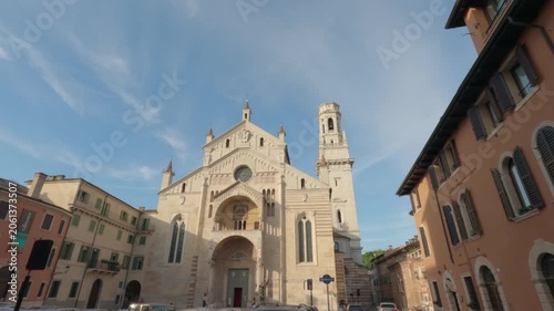 Verona's historic center, the Duomo, sunset light