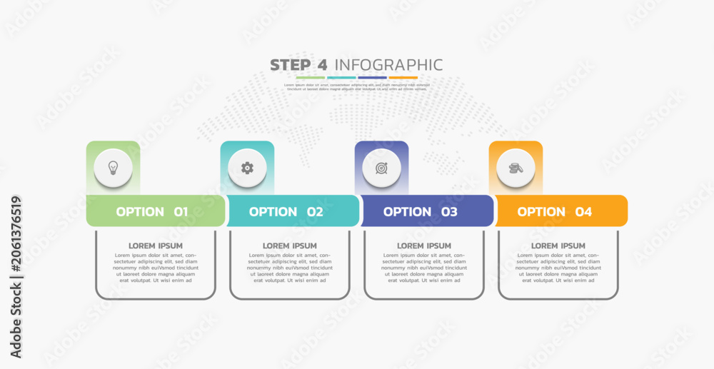 Obraz premium Presentation business abstract background infographic template colorful step 4