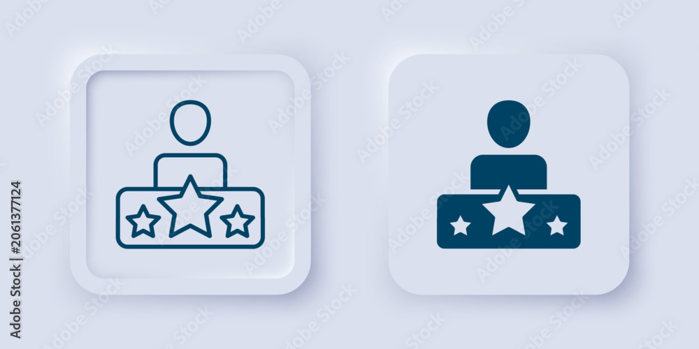 Fototapeta premium Filled and outline Actor star icon isolated on grey background. Square button. Vector