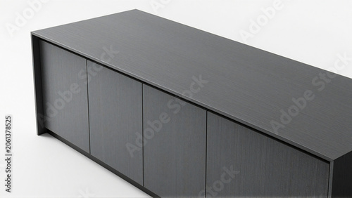 Modern Black Wood Sideboard Cabinet on White Background
