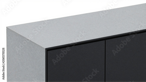 Modern Minimalist Gray Stone and Matte Black Cabinetry Detail