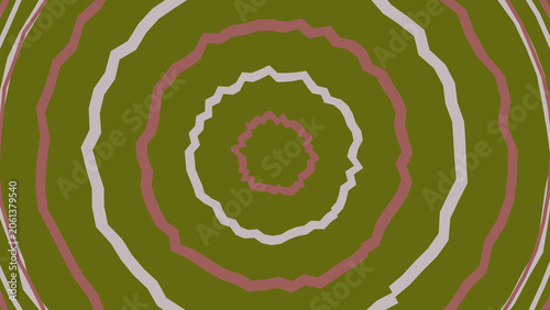 Abstract concentric circles pattern in green and orange colors
