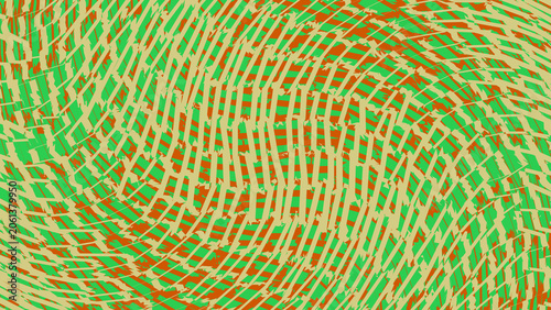 Abstract wavy pattern with green and orange lines