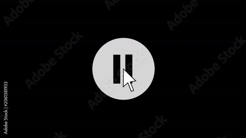 Mouse Cursor Clicking Play and Pause Button Animation | Minimalist Play Pause Media Player UI Toggle on Black Background | Animated Play Button Click with Mouse Pointer Motion Graphics
