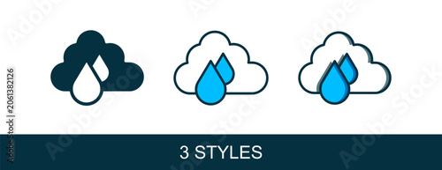 Obraz na plátne Filled outline Cloud with rain icon isolated on white background