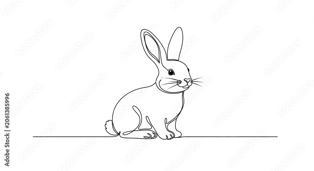 Obraz premium Continuous Line Drawing of a Cute Rabbit