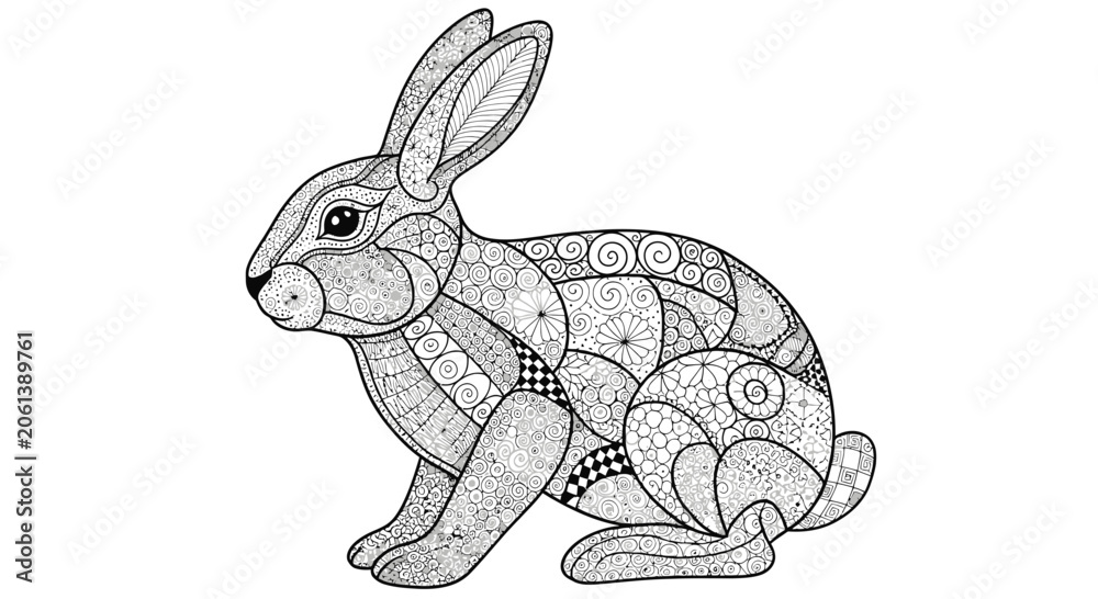 Obraz premium Zentangle Rabbit Coloring Page Illustration