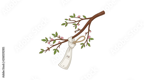 Cherry Blossom Branch with Lucky Charm