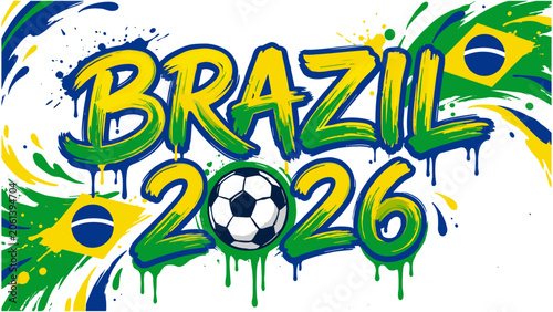 Vibrant Artistic Soccer Championship Concept Art Featuring Graffiti Style Typography Representing A Global Athletic Competition Hosted Within A South American Nation