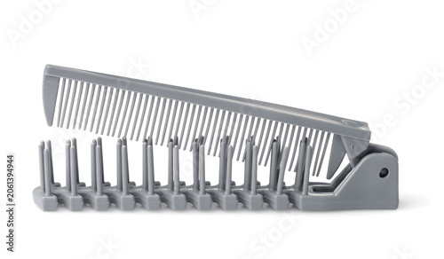Gray plastic pocket folding comb