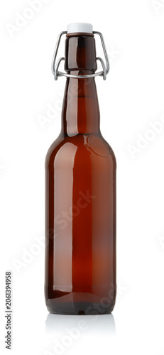 Home brewing beer in amber glass bottle