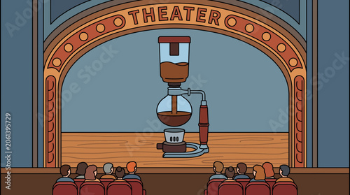 Bild auf Leinwand Siphon Vacuum Coffee Maker Brewing Tabletop Theater