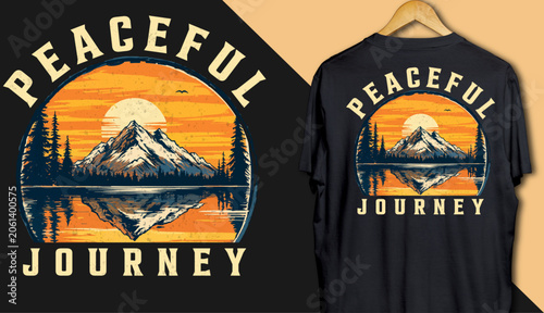 Peaceful Journey Inspirational Typography T-Shirt Design Vector