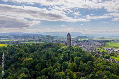 Foto Monument William Wallace dominant Stirling depuis les airs