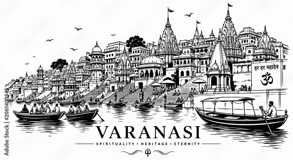 Fototapeta premium Indian Urban Architecture Line Art Collection