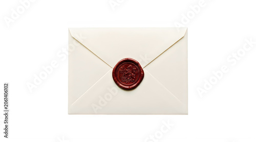 Classic Ivory Envelope with Authentic Red Wax Seal, Conveying Secrecy, Tradition, and Significant Information