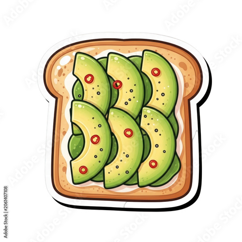 Avocado Toast Sticker Illustration