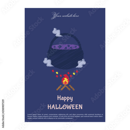 Halloween Poster Collection Vector Set with Hand Drawn Scribble Sketch Style Pumpkin Ghost Witch and Spooky Elements