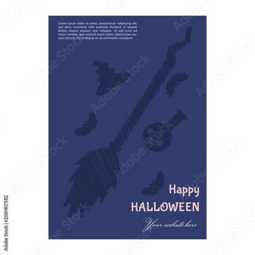 Halloween Poster Collection Vector Set with Hand Drawn Scribble Sketch Style Pumpkin Ghost Witch and Spooky Elements