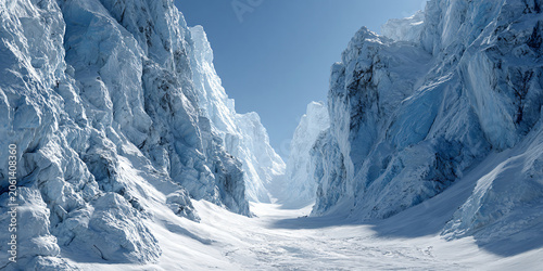 Snowy Mountain with Glacier Ice and Snow