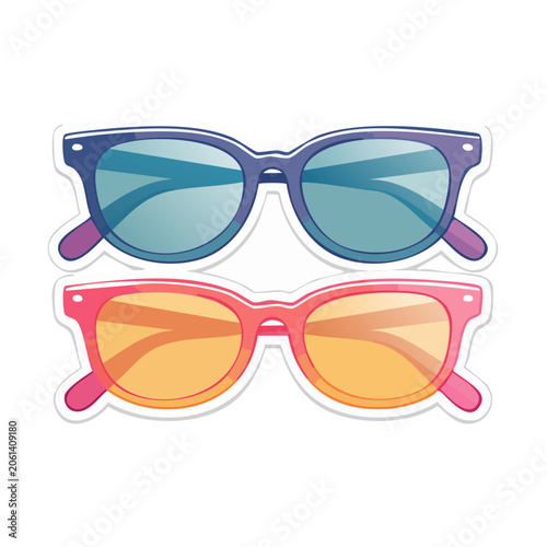 Colorful Sunglasses Illustration on Transparent Background