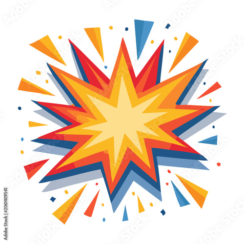 Yellow orange red blue sunburst vector