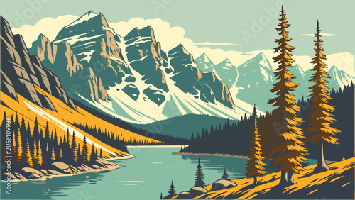 Photos Rugged mountains vector landscape with dramatic peaks, scenic views, and outdoor exploration concepts