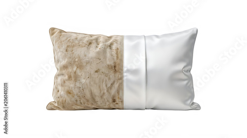Luxurious Dual Texture Decorative Pillow Featuring Plush Faux Fur and Smooth Silky Fabric Panels