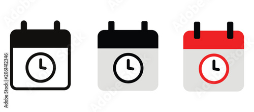 Calendar and Clock Schedule Icons Collection Representing Appointment Planning, Event Management and Time Organization Systems